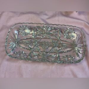 Anchor Hocking Star of David 12” Scalloped Edge Glass Rectangular TryPlatter=